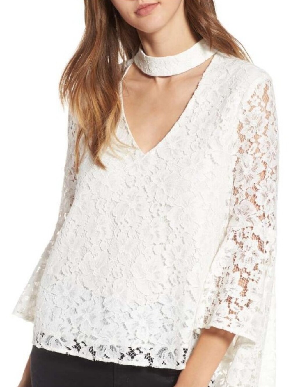 Hyfve Elegant Lace Choker Top - Ivory
